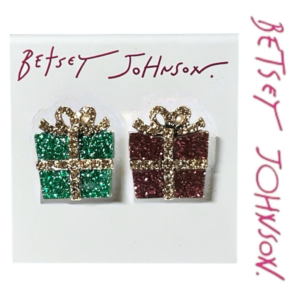 Betsey Johnson Crystal Mismatched Present Earrings